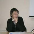 Со-председатель группы «Экозащита» в Калининграде Александра Королева на пресс-конференции, посвященной вопросам безопасности атомной энергетики