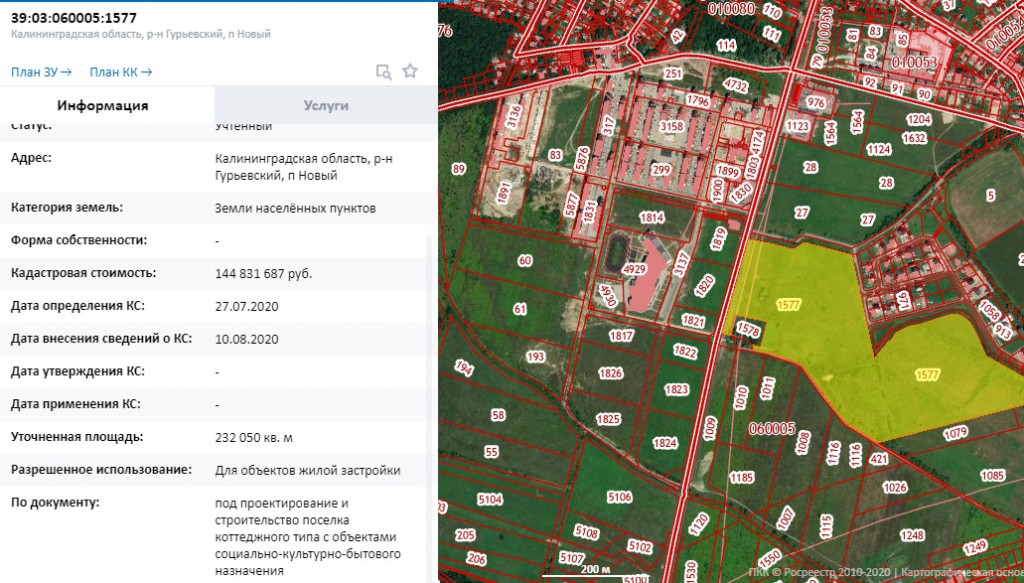 Кадастровая карта гурьевского района калининградской области